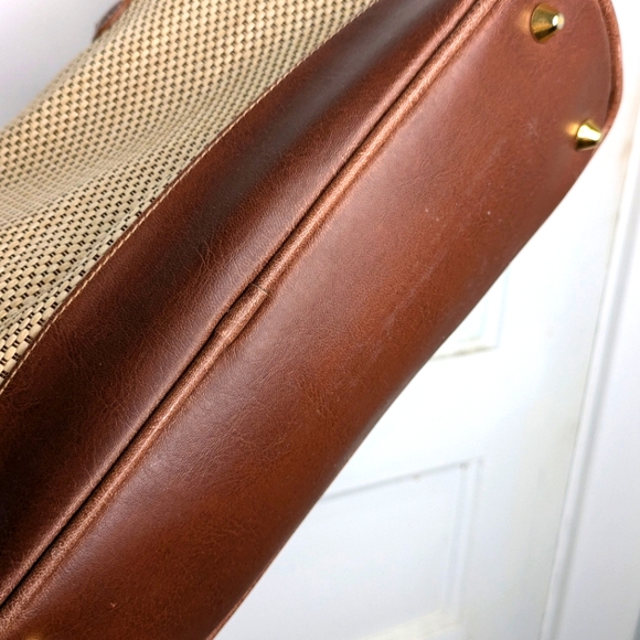 Nygard Handbag with fine woven raffia look and brown leather-look details - Picture 5 of 7